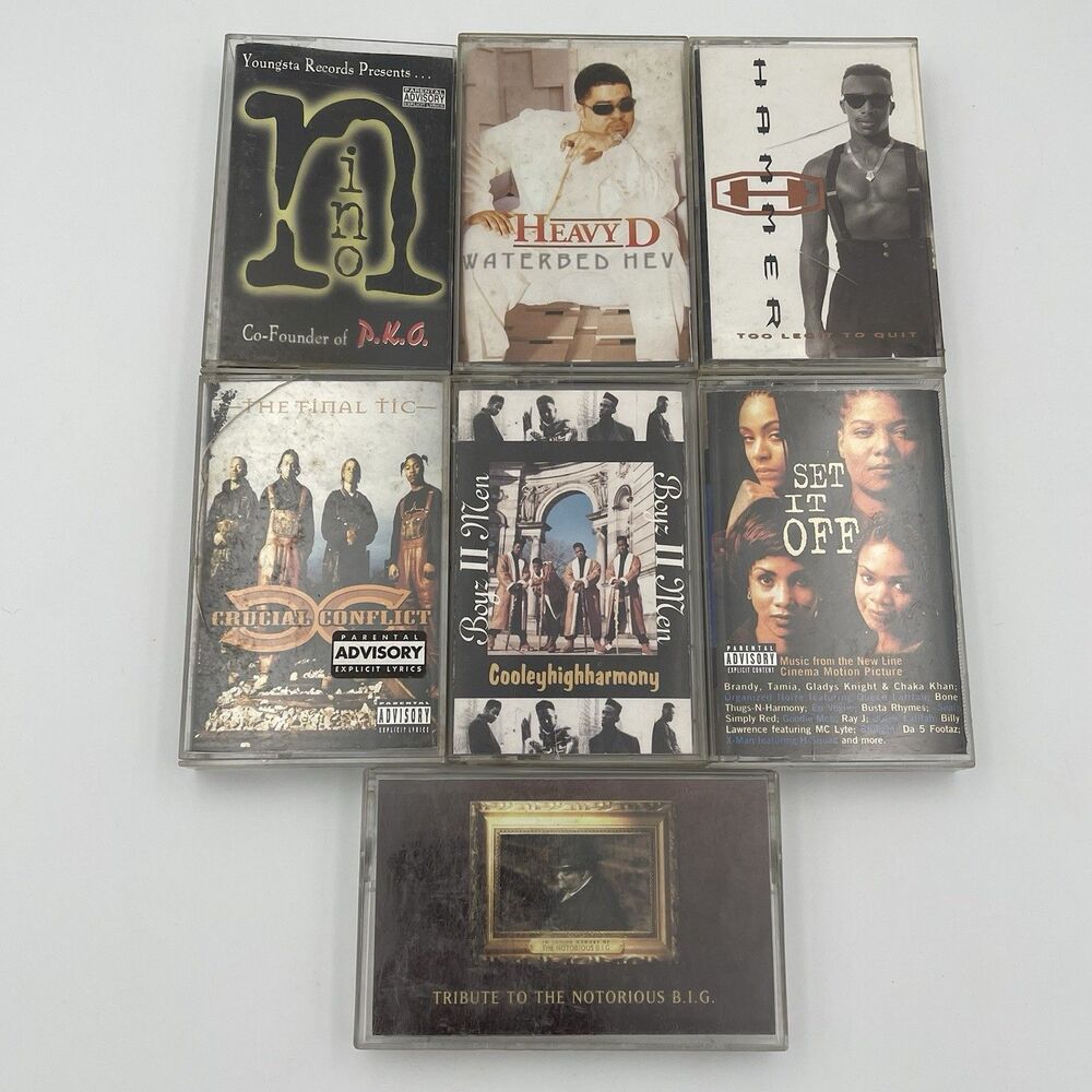 Lot of (7) Great Vintage Rap / Hip-Hop / R&B Cassette Tapes From The 90s Bundle